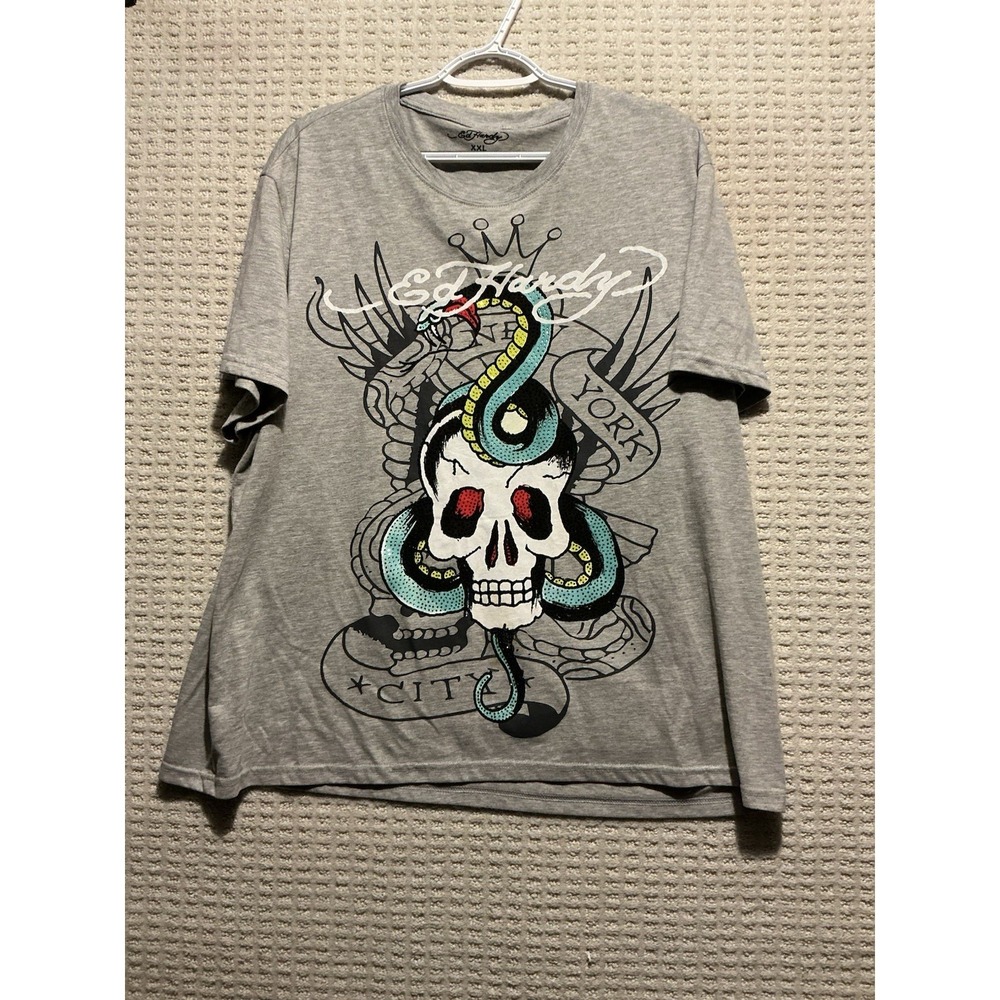 Don Ed Hardy Crew Neck T Shirt New‎ York City Skull Dragon XXL New